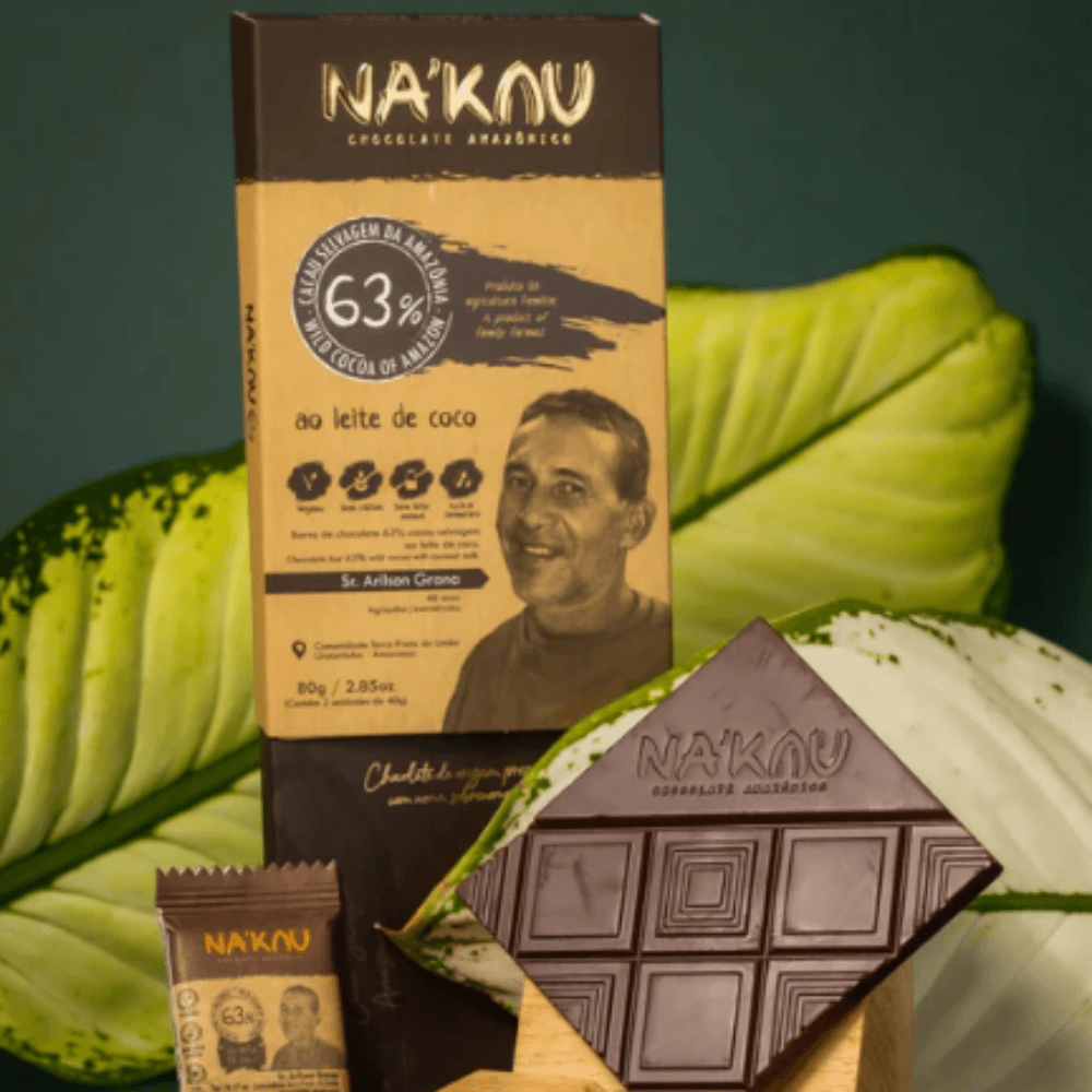 Chocolate 63% Orgânico ao Leite de Coco Nakau 80 g | Viva Floresta - labra